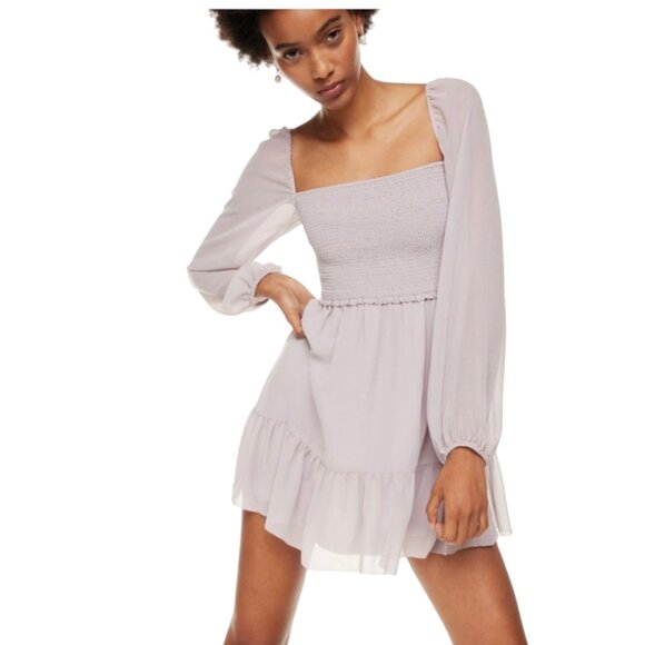 Aritzia Wilfred Tempest Tiered Chiffon Mini Dress - Picture 1 of 7